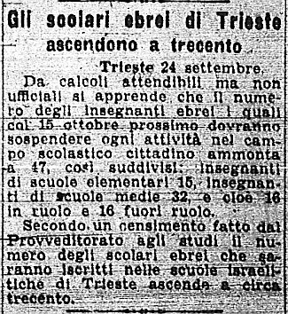 Gli scolari ebrei a Trieste