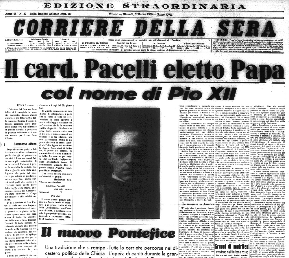 Pacelli eletto papa