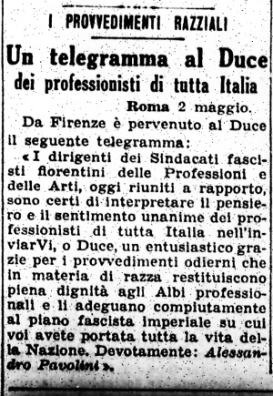Telegramma dei professionisti